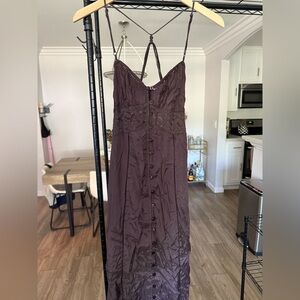 Elegant Brown Button-Down Dress